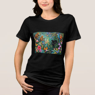 Black Panther Africa Cheerful Collage Style Jungle Tri-Blend Shirt