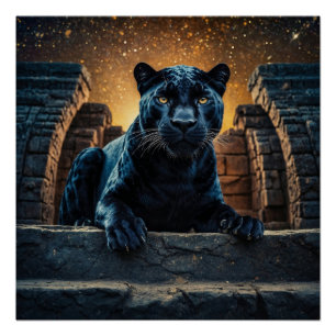 Black Panther and Thai Temple Poster