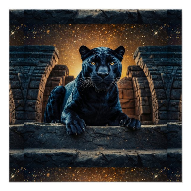 Black Panther and Thai Temple Poster (Front)