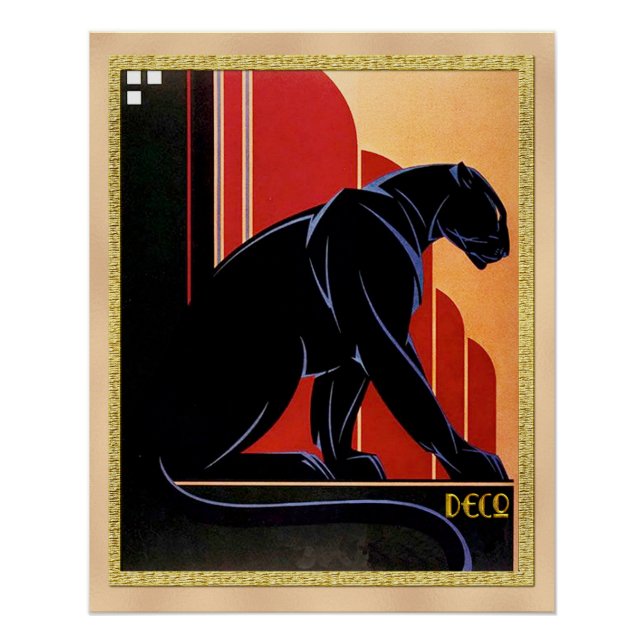 Black Panther Art Deco Poster (Front)