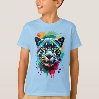 Black Panther Cat - Colourful Black Panther T-Shirt