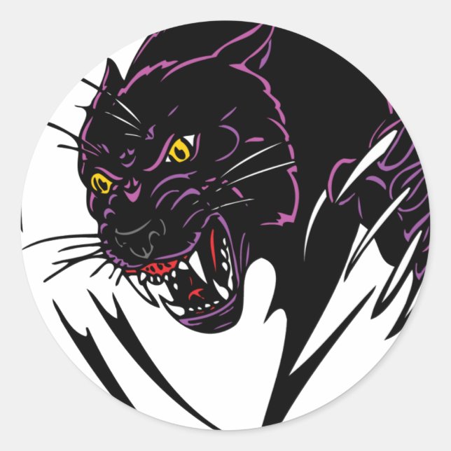 Black panther classic round sticker (Front)