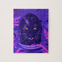 Black Panther Crouching in a River