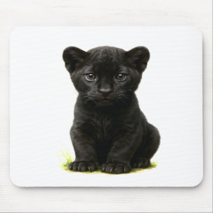 Black Panther Cub with Big Eyes Mouse Pad