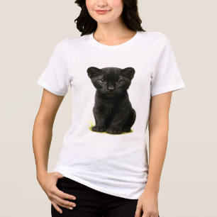 Black Panther Cub with Big Eyes Tri-Blend Shirt