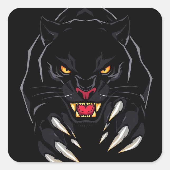 Black panther for Animal Lovers Gift 🐆🖤 Square Sticker (Front)