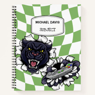 Black Panther Gamer Holding A Videogame Controller Notebook