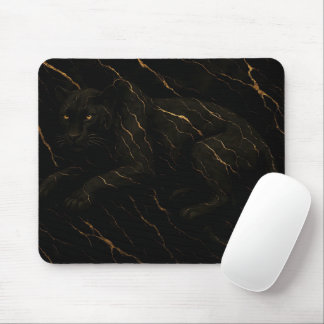 Black Panther Gold Marble Art Mouse Pad