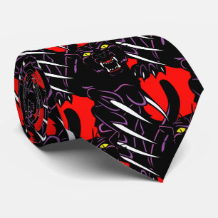 Black Panther Head Claws Sports Football Necktie