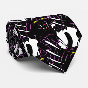 Black Panther Head Claws Sports Football Necktie