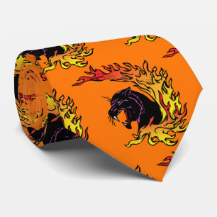 Black Panther Head Flames Sports Football Necktie