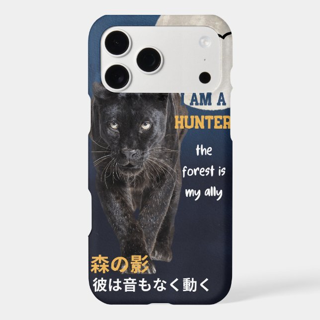 Black Panther Hunter Full Moon Wildlife Phone Case (Back)