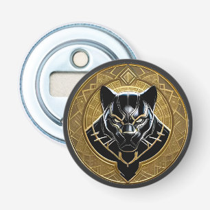 Black Panther Icon With Golden Geometric Backdrop Bottle Opener
