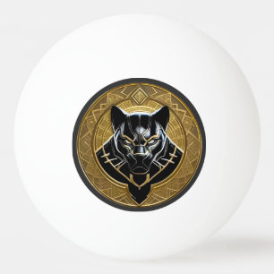 Black Panther Icon With Golden Geometric Backdrop Ping Pong Ball