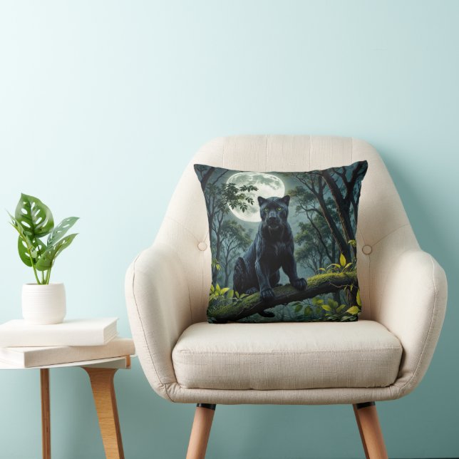 Black Panther In Moonlight Cushion (Chair)