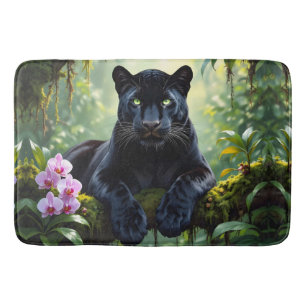 Black Panther in the Jungle Bath Mat