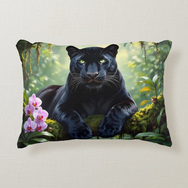 Black Panther in the Jungle Decorative Cushion (Front)