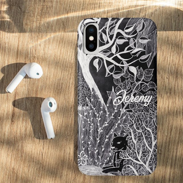 Black panther in the jungle - pencil drawing     Case-Mate iPhone case (Creator Uploaded)