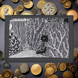 Black panther in the jungle - pencil drawing  trifold wallet<br><div class="desc">This wallet features a hand drawn jungle motif with a black leopard / black panther. Pencil drawing in black and white. Unique motif and beautiful small gift idea!</div>