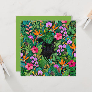 Black Panther Jungle Flowers & Tropical Foliage Card
