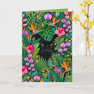 Black Panther Jungle Flowers & Tropical Foliage Card