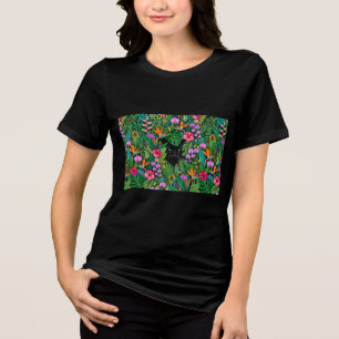 Black Panther Jungle Flowers & Tropical Foliage Tri-Blend Shirt