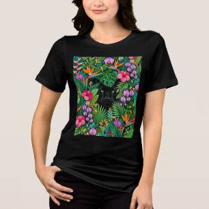 Black Panther Jungle Flowers & Tropical Foliage Tri-Blend Shirt