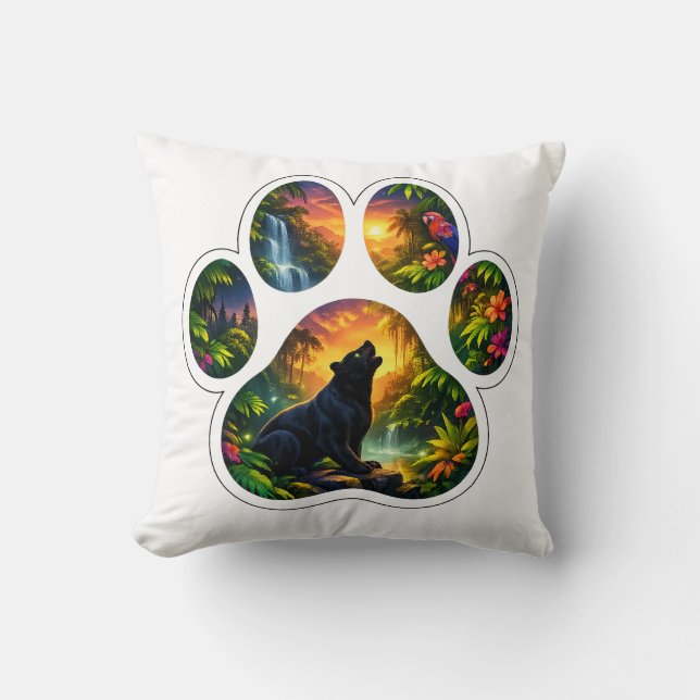 Black Panther Jungle Paw Design Cushion (Front)