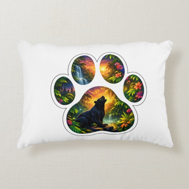 Black Panther Jungle Paw Design Decorative Cushion (Front)