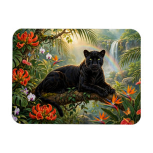 Black Panther Kenya Jungle Flowers Waterfall Magnet