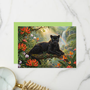 Black Panther Kenya Jungle Flowers Waterfall Thank You Card