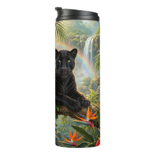 Black Panther Kenya Jungle Flowers Waterfall Thermal Tumbler