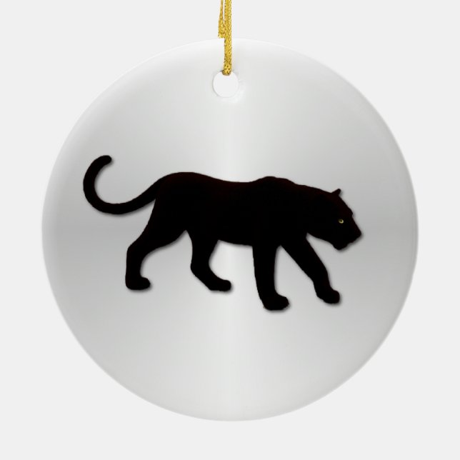 Black Panther on Silver Ceramic Tree Decoration (Back)