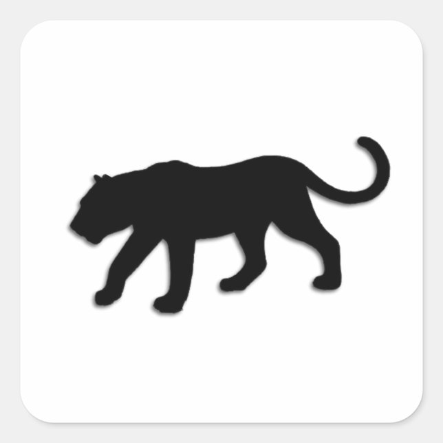 Black Panther on White Square Sticker (Front)
