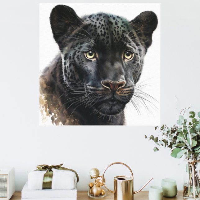 Black Panther Portrait Image Watercolor Canvas Print (Creator Uploaded)