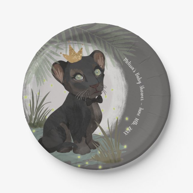 Black Panther Prince Baby Shower Paper Plate (Front)