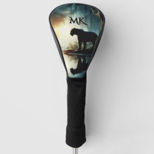 Black Panther Reflected in Water Initials Golf Head Cover