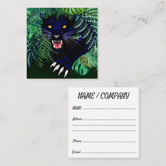 Black Panther Spirit of the Jungle Square Business Card (Front/Back)