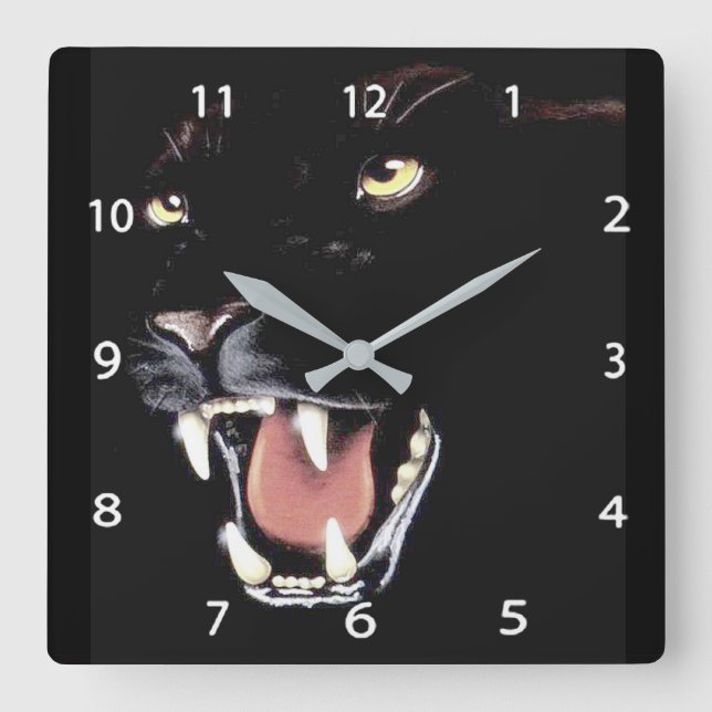 Black Panther Square Wall Clock (Front)