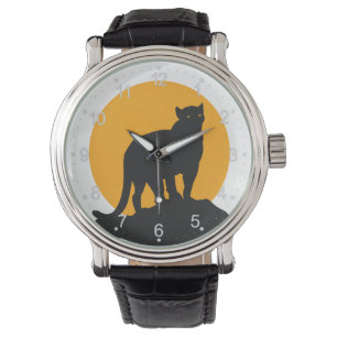 Black panther sunset silhouette watch