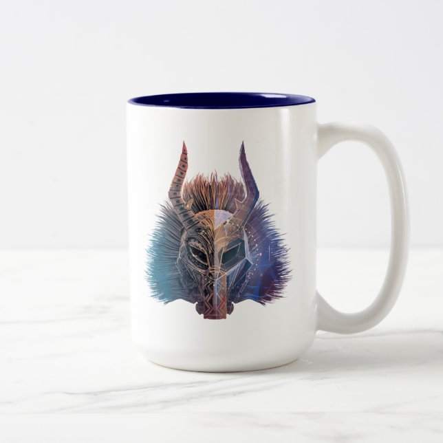 Black Panther | Tribal Mask Overlaid Art Two-Tone Coffee Mug (Right)