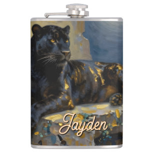 Black Panther under the Full Moon Personalized Hip Flask