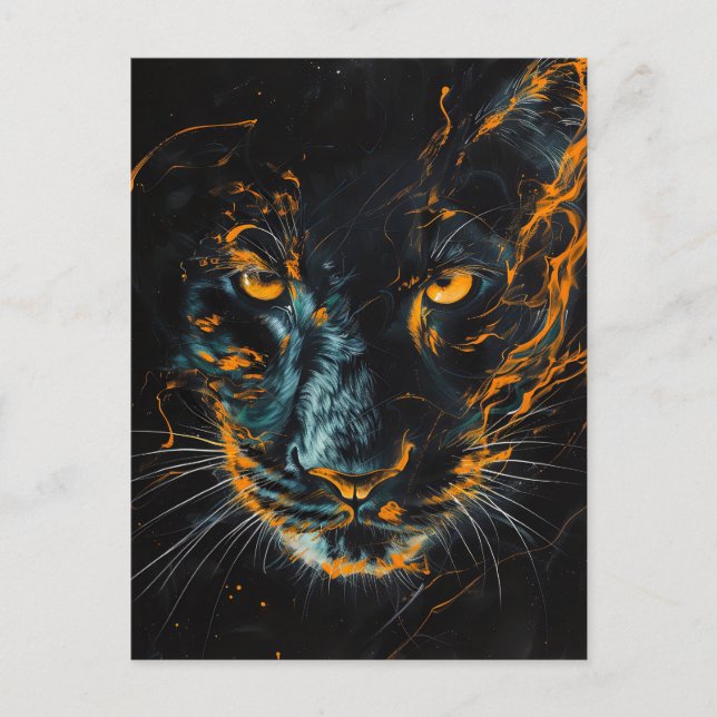 Black Panther with Orange Light Trails Postcard (Front)