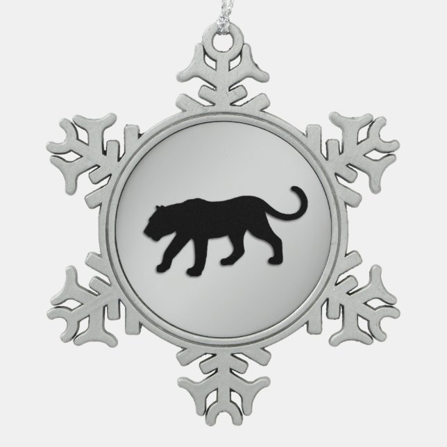 Black Panther  Xmas Snowflake Pewter Christmas Ornament (Front)