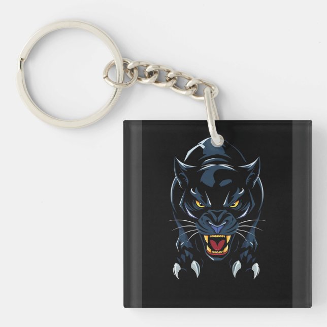 Black panther's head key ring (Front)