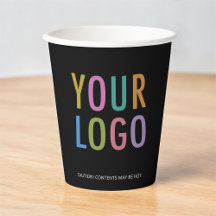 Black Paper Cups Custom Company Logo Branded 8 oz