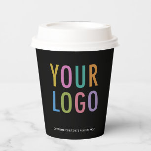 Black Paper Cups with Lids Custom Company Logo 8oz