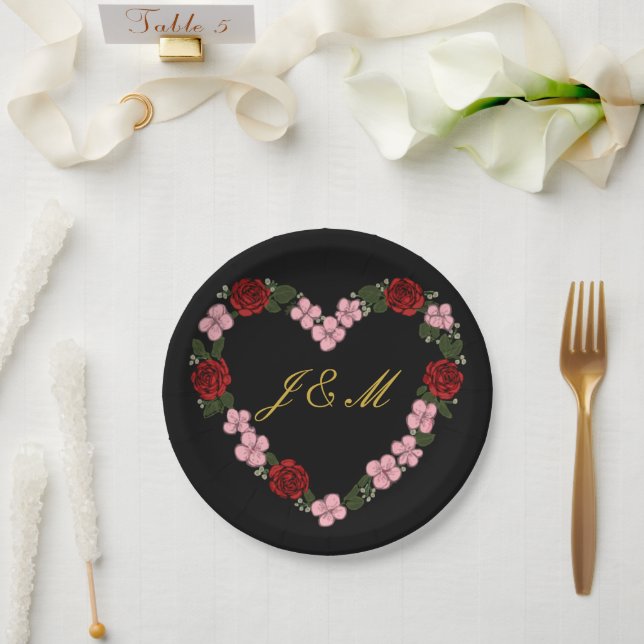 Black Paper Plates for Wedding (Wedding)
