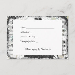 Black Paris Eiffel Tower Music rsvp with envelopes Card