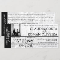Black Paris Wedding Boarding Pass